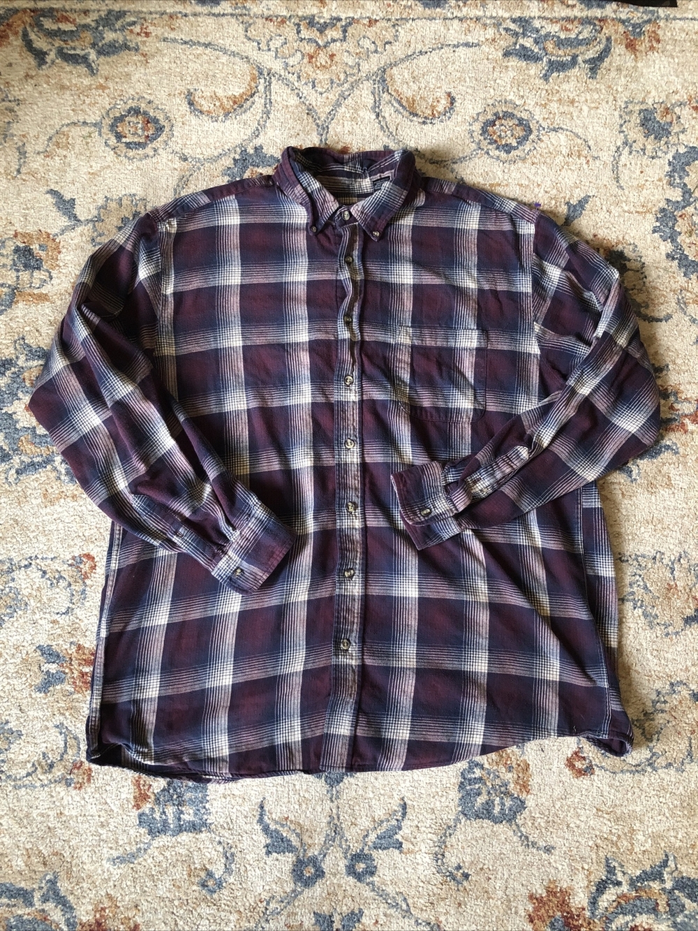 David Taylor Mens Flannel Shirt Size XLT Blue / Red Plaid